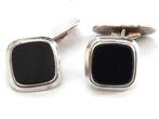 Prachtige zilveren Art Deco manchetknopen met onyx 835 (4), Ophalen, Zo goed als nieuw, Zilver