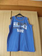 Goedkoop mouwloos blauw katoenen print shirt AKMO WORKS 164, Gebruikt, Ophalen of Verzenden, Akmo Works, Shirt of Longsleeve