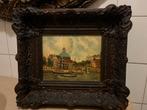 Antiek olieverf stadsgezicht schilderij, Ophalen of Verzenden
