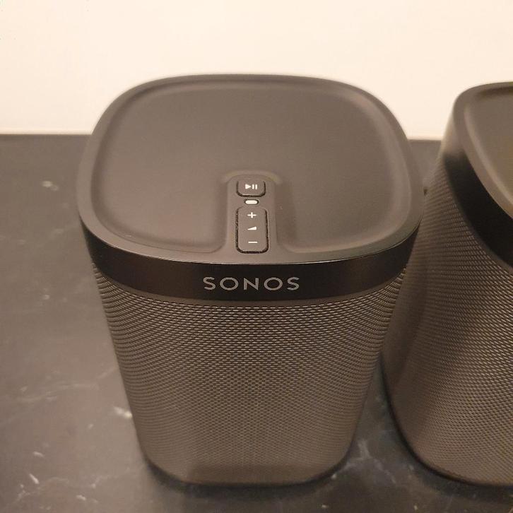 2x Sonos Play 1 speakers, zwart, Audio, Tv en Foto, Luidsprekers, Zo goed als nieuw, Front, Rear of Stereo speakers, Minder dan 60 watt