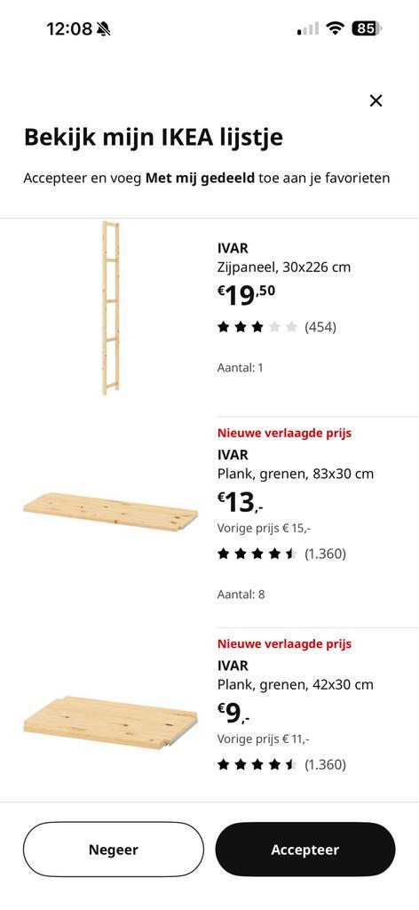 Ikea Ivar planken en zijpaneel, Huis en Inrichting, Kasten | Stellingkasten, Zo goed als nieuw, Ophalen