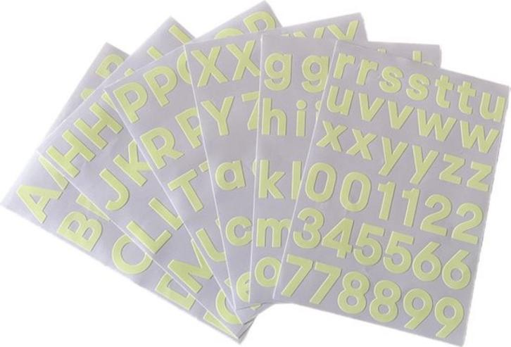 grote set glow in the dark plakletters met cijfers | alfabet, Verzamelen, Stickers, Nieuw, Overige typen, Verzenden