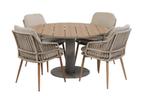 5-delige ronde tuinset | 4 tuinstoelen (Sand/Wood)  120øcm, 4 zitplaatsen, Aluminium, Ophalen of Verzenden, Zo goed als nieuw