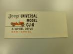 1959 Jeep Universal Model CJ-6 4-Wheel Drive Brochure USA, Verzenden, Gelezen, Overige merken