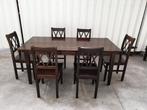 Koloniale eettafel en zes stoelen. Het kan geleverd worden., Ophalen, Gebruikt, 4 tot 6 stoelen