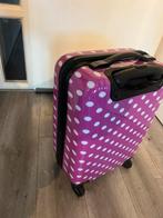 Leuk paars koffertje met stippen, Ophalen, Gebruikt, 50 tot 60 cm, Hard kunststof