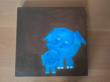 2 schilderijtjes voor kinderkamer, beertjes en olifant beschikbaar voor biedingen
