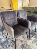 4 schitterende eetkamer stoelen, leer en velours! Ongebruikt, Ophalen, Blauw, Leer, Zo goed als nieuw