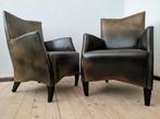 2x Bart van Bekhoven Fauteuils - Vintage Leer, Gebruikt, Art deco, Minder dan 75 cm, Leer