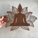 Boeddha Buddha Lotus Mandala Cortenstalen wanddecoratie, Ophalen of Verzenden, Zo goed als nieuw