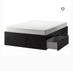 IKEA Brimnes bed 140x200 met opberglades, Huis en Inrichting, Slaapkamer | Bedden, Zwart, Tweepersoons, Zo goed als nieuw, 200 cm