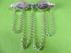 Prachtige Aparte Lange Antieke Zilveren Streekdracht Broche, Verzenden, Zilver, Broche