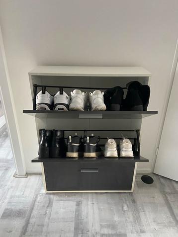 Hoogglans Schoenenkast Wit/Antraciet 110x80x25 beschikbaar voor biedingen