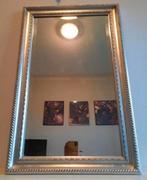 Zilveren vintage spiegel, Huis en Inrichting, Woonaccessoires | Spiegels, Minder dan 100 cm, Rechthoekig, Zo goed als nieuw, 50 tot 75 cm