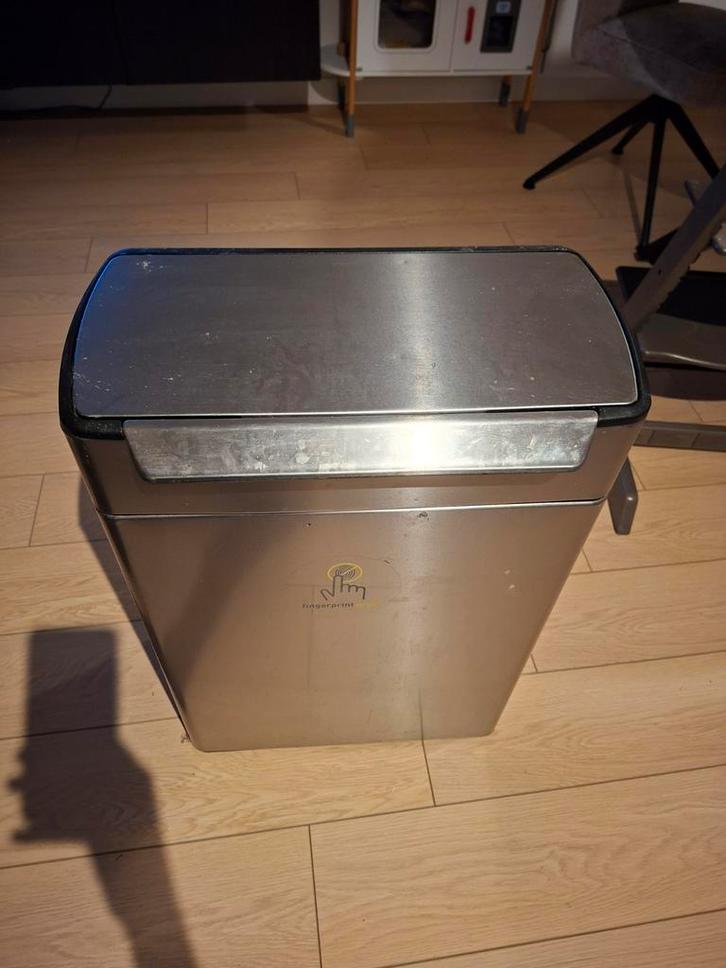 Pedaalemmer Prullenbak - 2 Vakken, Huis en Inrichting, Woonaccessoires | Prullenbakken, Gebruikt, Rvs, 50 tot 75 cm, 20 tot 30 liter