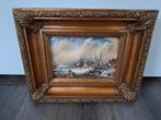 Schilderij Winterlandschap in Gouden Lijst, Ophalen of Verzenden