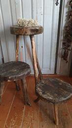 Oude sobere krukken/bijzettafels *antiek*brocante*vintage, Ophalen, Zo goed als nieuw, Hout