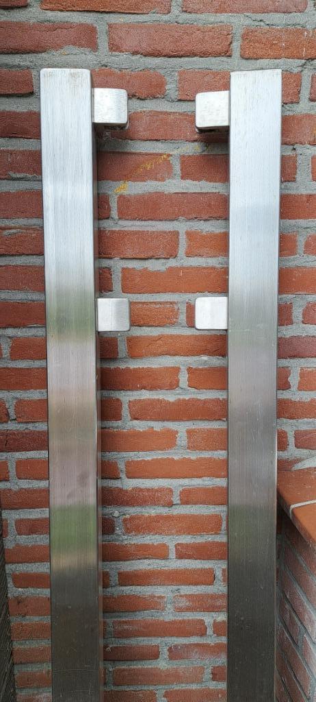 RVS reclame bord houders / palen / pilaren, Huis en Inrichting, Overige Huis en Inrichting, Gebruikt, Ophalen