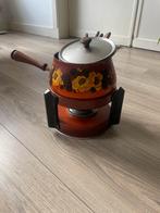 Vintage Jaren 60 Fonduepan met Bloemen, Ophalen of Verzenden, Gebruikt, Brander, Fonduepan
