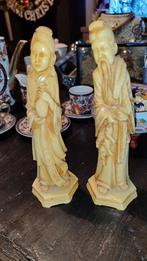 Vintage Chinees harsbeeldjes koppel, jaren '60, Tuin en Terras, Ophalen of Verzenden, Gebruikt, Kunststof, Mensenbeeld