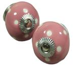porseleinen kastknop DOTS ROZE, Gegrepen.com, Nieuw, Info@gegrepen.com, Willemsbeekweg 1D IJmuiden