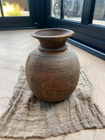 Antieke Houten Vaas - Rustieke Decoratie Vazen beschikbaar voor biedingen