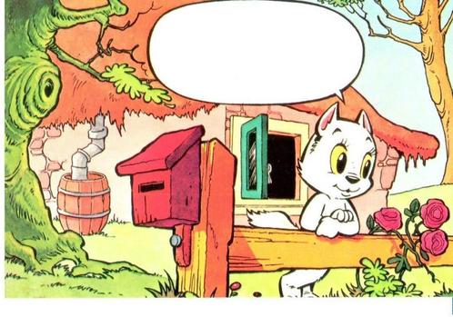 Kaart Bommel en Tom Poes - Tom Poes  wacht bij Hekje 1974, Verzamelen, Stripfiguren, Zo goed als nieuw, Overige typen, Olivier B, Bommel en Tom Poes