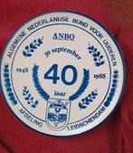 Delfts aardewerk bordje ANBO Leidschendam 40 jaar, Ophalen of Verzenden
