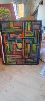 Kubistisch schilderij Siem de Vries, pastelkrijt, Antiek en Kunst, Ophalen of Verzenden