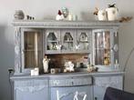 Brocante antieke Buffet/vitrine buikkast + electrische haard, Ophalen