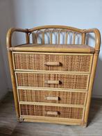 Rotan bamboo ladekast, Huis en Inrichting, Ophalen, 50 tot 100 cm, Zo goed als nieuw, 3 of 4 laden