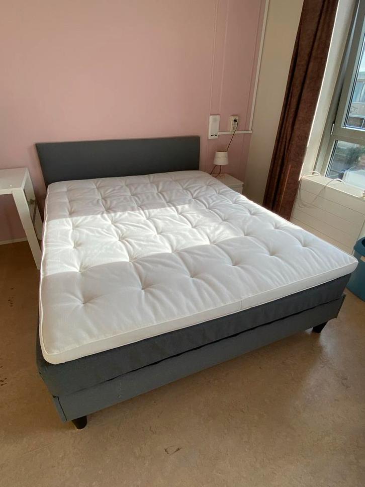 IKEA Sabovik Bed 160x200 Compleet, Huis en Inrichting, Slaapkamer | Bedden, Zo goed als nieuw, Tweepersoons, 160 cm, 200 cm, Stof