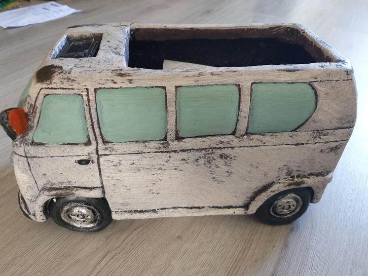 pot bloempot bloembak bloem bak solar verlichting t1 vw bus, Tuin en Terras, Bloembakken en Plantenbakken, Nieuw, Overige materialen