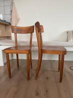 vintage houten stoelen, Twee, Ophalen of Verzenden, Bruin, Zo goed als nieuw