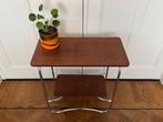 Bauhaus vintage bijzettafel met verchroomd onderstel, Ophalen of Verzenden
