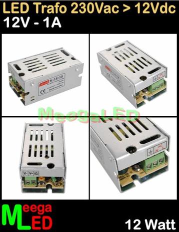 LED Trafo Voeding Adapter Driver - 230V > 12V - 1A = 12W - O beschikbaar voor biedingen