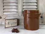 Franse grès olijven pot met deksel en bruin geglazuurd, Antiek en Kunst, Ophalen of Verzenden