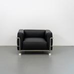 2x Cassina Le Corbusier LC3 Fauteuil Zwart Leer - Chroom, Ophalen of Verzenden, Nieuw, Metaal