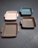 4 overschaaltjes diverse kleuren, Ophalen of Verzenden, Gebruikt, Glas, Overige stijlen