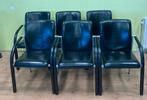 Leolux Cimmarone Stoelen - Set van 6 - Zwart Leer, Huis en Inrichting, Stoelen, Ophalen, Gebruikt, Zwart, Leer