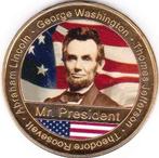 ABRAHAM LINCOLN - GEORGE WASHINGTON - THOMAS JEFFERSSON, Postzegels en Munten, Penningen en Medailles, Ophalen of Verzenden, Overige materialen