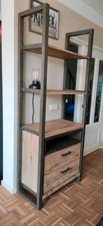 Hoge boekenkast acacia steelwood, Ophalen, Gebruikt, 200 cm of meer, 50 tot 100 cm