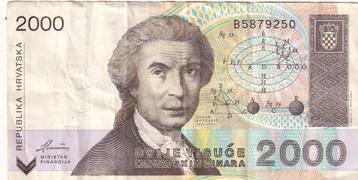 Kroatië 2000 dinar 1992 beschikbaar voor biedingen