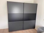 Moderne schuifdeurkast - Grijs/Zwart Napoli Leen Bakker, Overige materialen, Gebruikt, 200 cm of meer, Met hangruimte