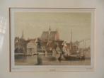 Litho Gezicht op Alphen a/d Rijn org. GJ Bos ca 1859 13,8x20, Antiek en Kunst, Kunst | Litho's en Zeefdrukken, Ophalen of Verzenden