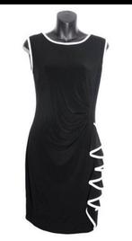 Ribkoff elegante zwarte jurk witte accentjes ruche maat 38, Maat 38/40 (M), Verzenden, Zwart, Zo goed als nieuw