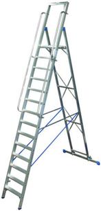 Verrijdbare trapladder met 14 treden Platformtrap van KRAUSE, Doe-het-zelf en Verbouw, Ladders en Trappen, Ladder, Gebruikt, Opvouwbaar of Inschuifbaar