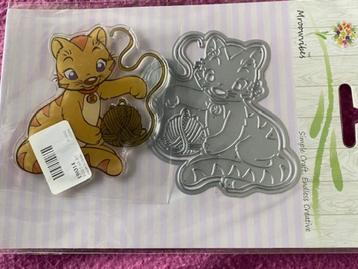 snijmal en stempel poes kat met bolletje wol beschikbaar voor biedingen