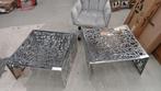 Salontafel opengewerkt ontwerp aluminium zilverkleurig, Ophalen, Minder dan 45 cm, Metaal of Aluminium, Vierkant