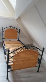 Zwart stalen ledikant, Huis en Inrichting, Slaapkamer | Bedden, Ophalen, 90 cm, Eenpersoons, Zwart